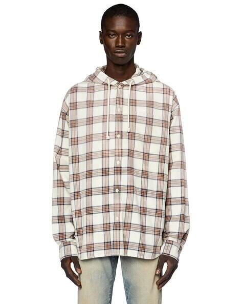 Buy DIESEL S-Dewny-Hood Oversized Fit Cotton Shirt | White Color 