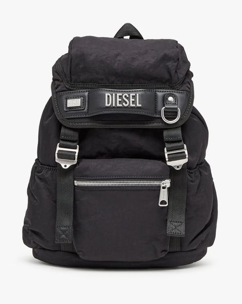 Buy DIESEL Logo Small Backpack In Recycled Nylon | Black Color Men
