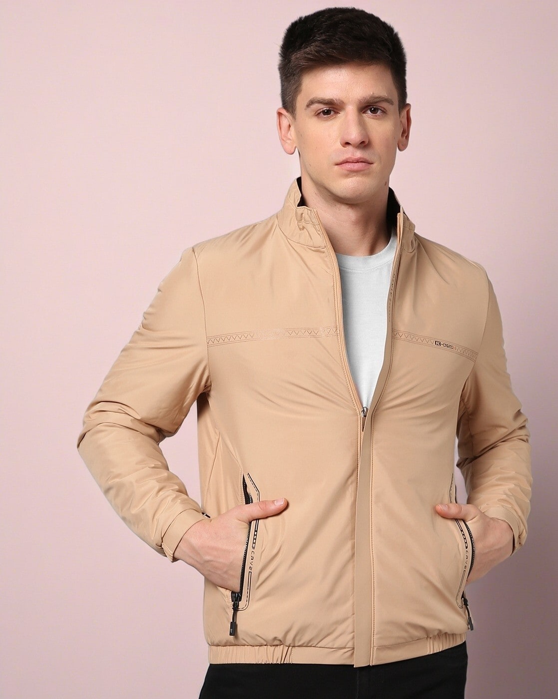 Buy Red Tape Mens Beige Solid Jacket Online