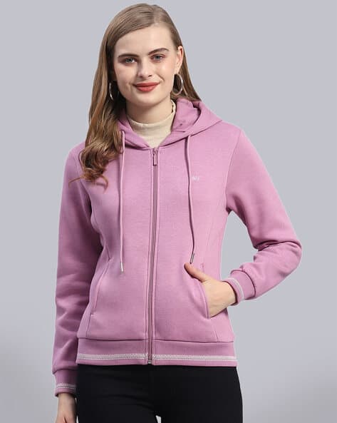 Women Zip-Front Hoodie with Kangaroo Pockets
