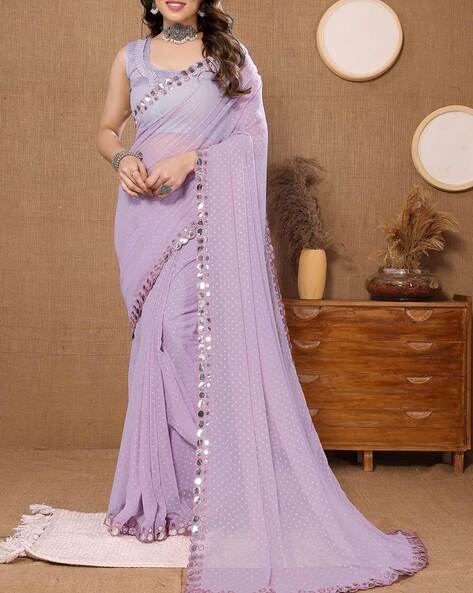 Digital Floral Print Saree In lavender |Floral Crepe Saree|online