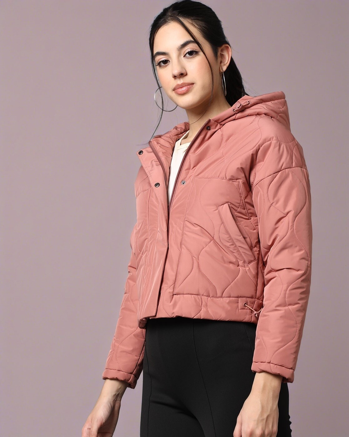 AJIO Pink Jackets Cropped Open-Front Sleeveless Jacket | Jackets for women,  Sleeveless jacket, Women