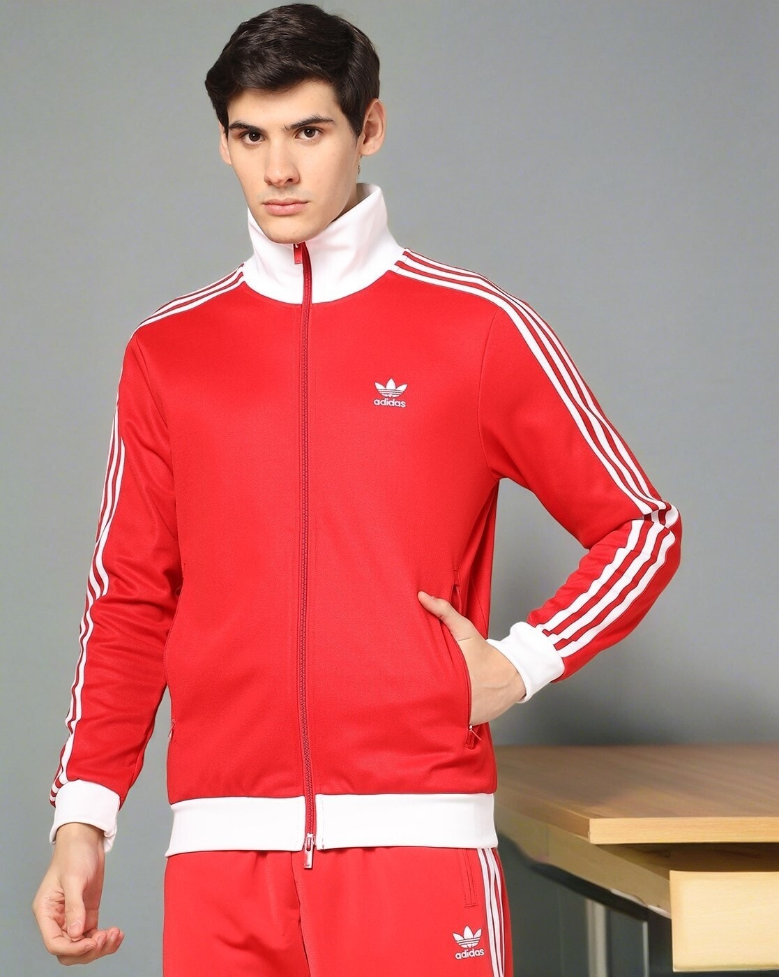 Red adidas best sale firebird jacket