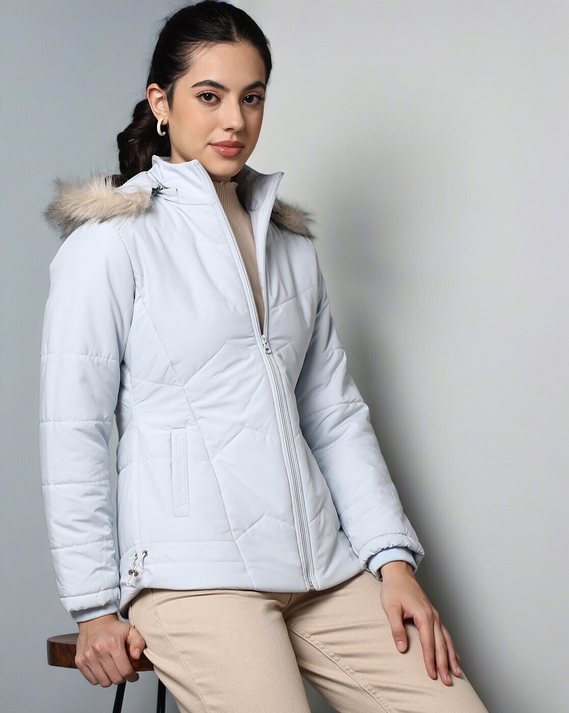 Buy Women Qube By Fort Collins Parka Coat (683AZ_Emerald_Extra Large) at  Amazon.in
