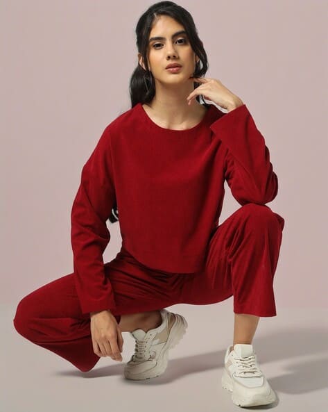 Encrustd Women Ribbed Relaxed Fit Pullover