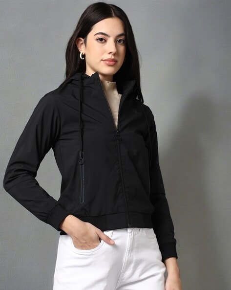 Bomber jacket outlet with hoodie women's