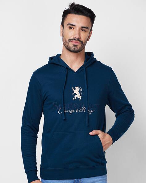 Men Typographic Print Hoodie Sweatshirt