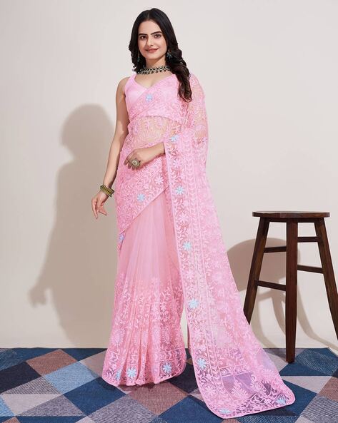 Net Saree in Pink