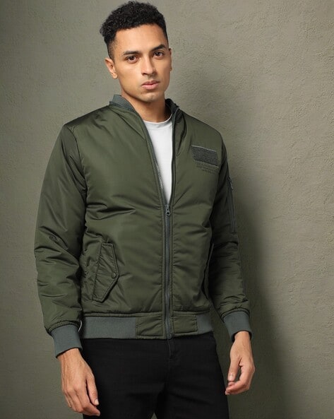 Men Regular Fit Bomber Jacket