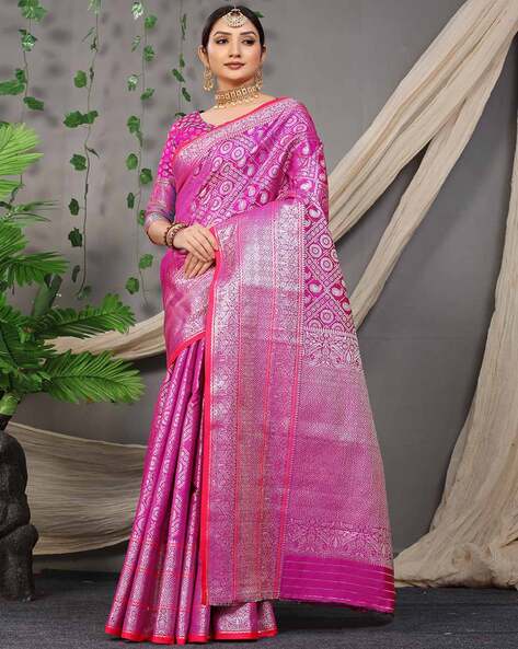 Royal Rani Pink Chiffon Handwork Saree