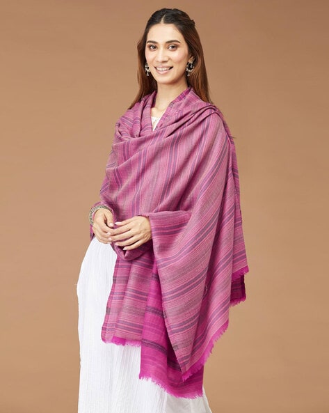 Women Striped Woollen Shawl Price in India