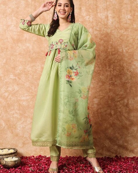 Buy Green Kurta Suit Sets for Women by Prebloom Online