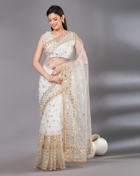 Buy VAIRAGEE Women White Soft Net Embellished Saree with Blouse Piece  Online at Best Prices in India - JioMart.