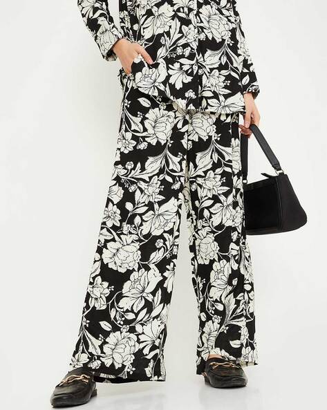 Black floral jacquard trouser