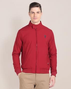 Men Regular Fit Bomber Jacket with Insert Pockets-image-18