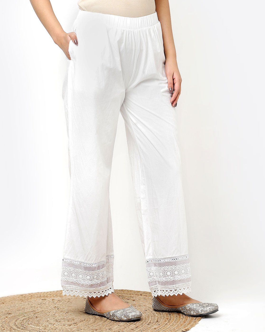 White pocket palazzo pants - Zena Presley