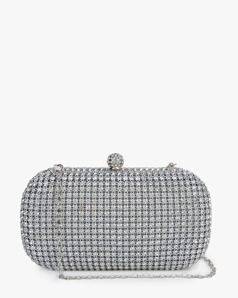 Women Embellished Clutch with Metal Strap