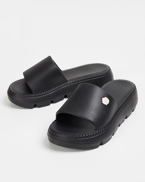 Womens black studded discount sliders