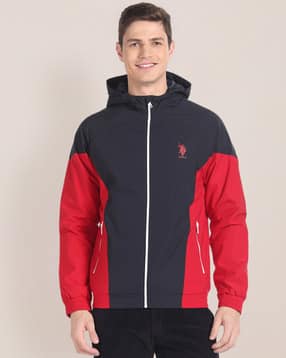 u.s. polo assn. Men Colourblock Regular Fit Hooded Jacket with Zipper Pockets-picture-53