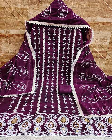 Embroidery Unstitched Dress Material Price in India