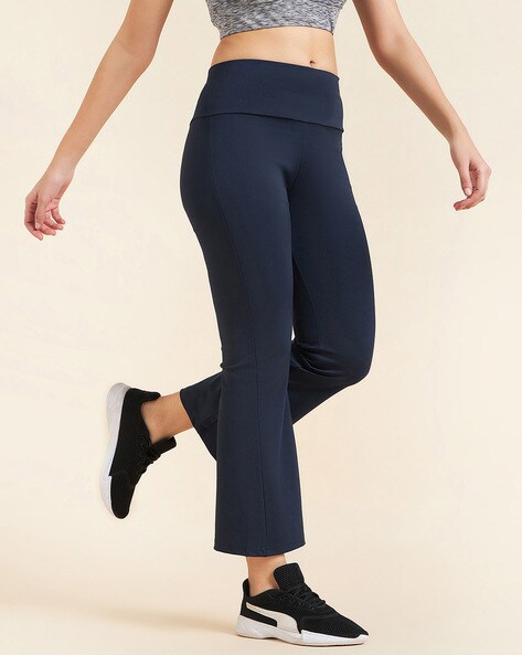 Buy Women Navy Solid Casual Regular Fit Trousers Online - 811780 | Van  Heusen