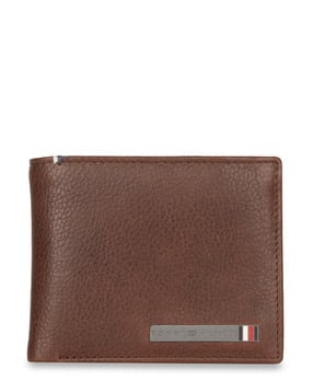 Leather Bi-Fold Wallet with Logo Applique-image-35