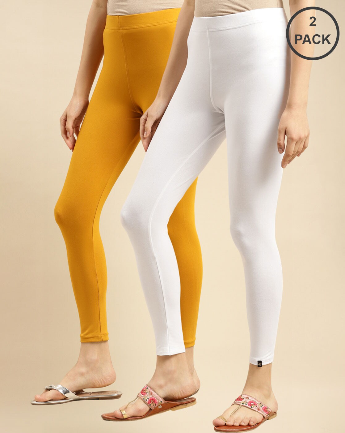 Women Pack of 2 Leggings with Elasticated Waistband