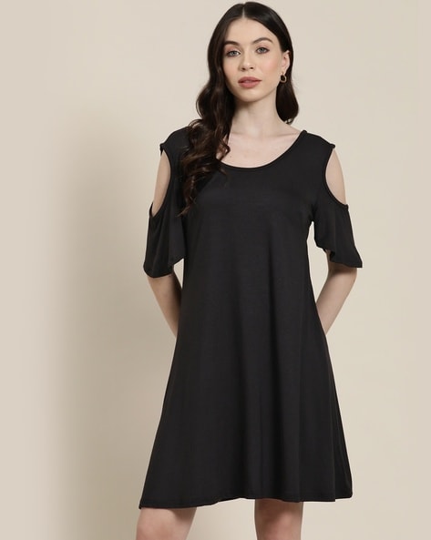 Cold shoulder 2024 a line dress