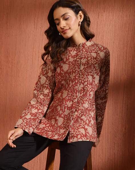 Women Floral Print Zip-Front Jacket