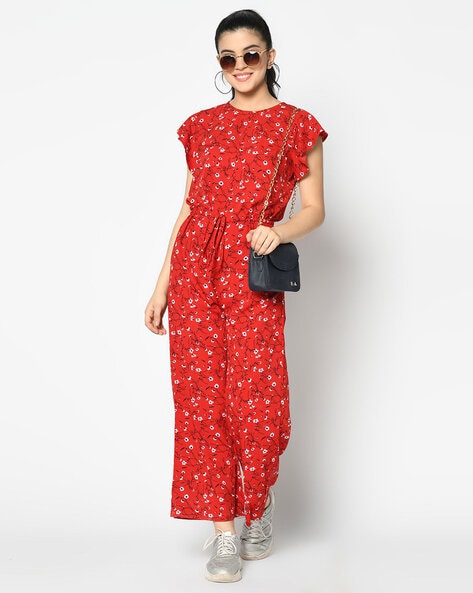 Red flowery hot sale jumpsuit