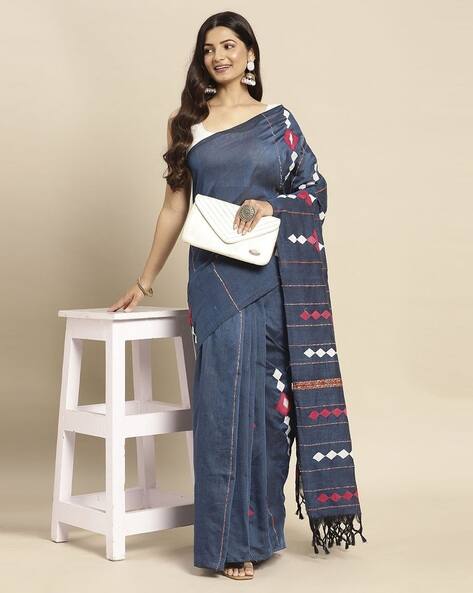Indie Picks Handloom Bengali Khesh Mulmul Cotton Saree