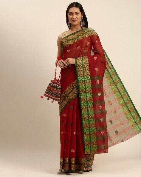 Indie Picks Handloom Bengal Tant Potrobinnas Cotton Saree