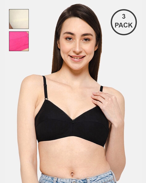 Buy NAIDU HALL Pack Of 3 Full Coverage Cotton Everyday Bras With