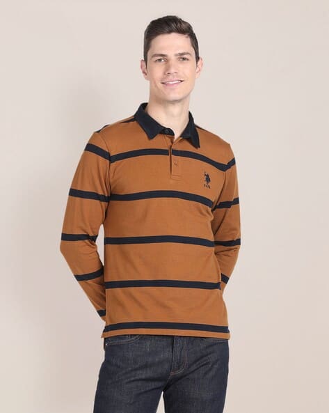 Men Striped Slim Fit Polo T-Shirt