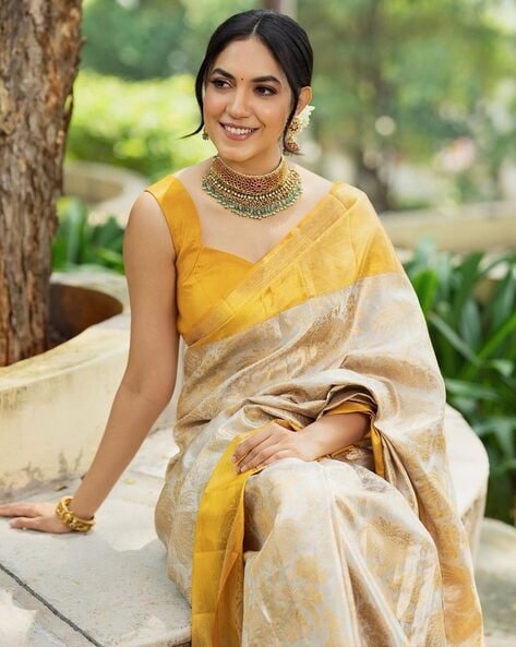 Yellow Kanjivaram Soft Silk Saree – Esmerize