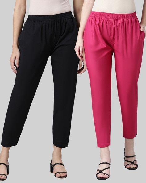 Buy Carbon Black & Bubble Gum Trousers & Pants for Women by Twin Birds  Online