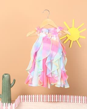 Tie & Dye A-Line Dress with Ruffle Detail-image-19