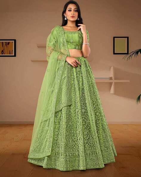 Garvili Georgette Lime Green Lehenga Set at Rs 5000 in New Delhi | ID:  22117848855
