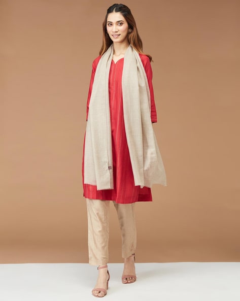 Women Cashmere Stole with Fringed Edge Price in India