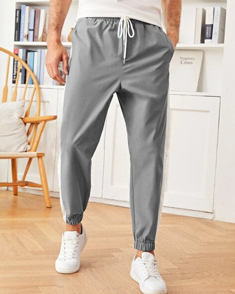 Buy Men Grey Solid Casual Track Pants Online - 737229 | Louis Philippe