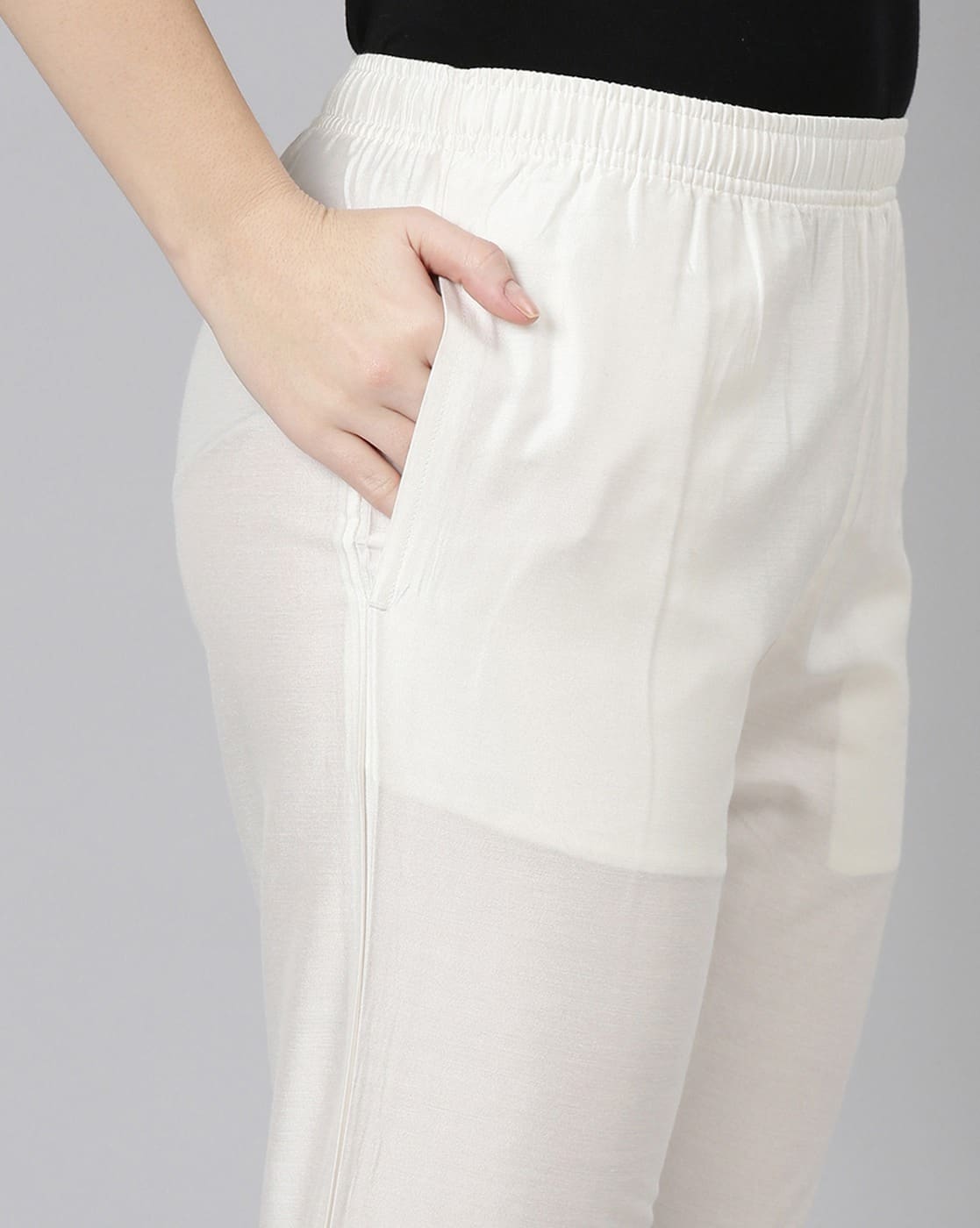 Buy Metallic white Trousers & Pants for Women by Twin Birds