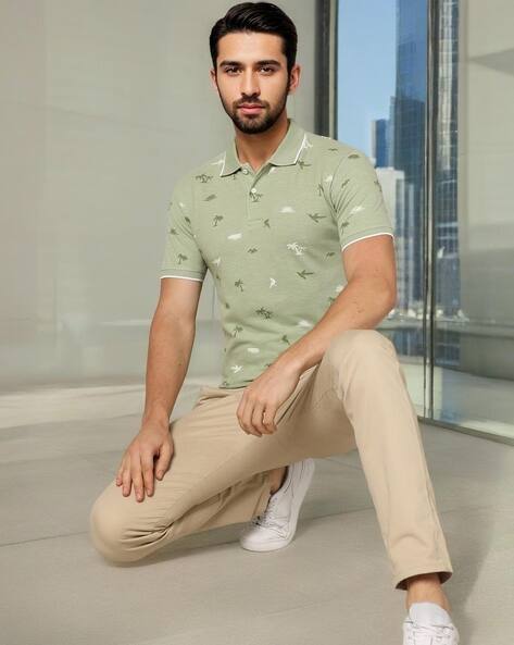 MUFTI Men Printed Slim Fit Polo T-Shirt