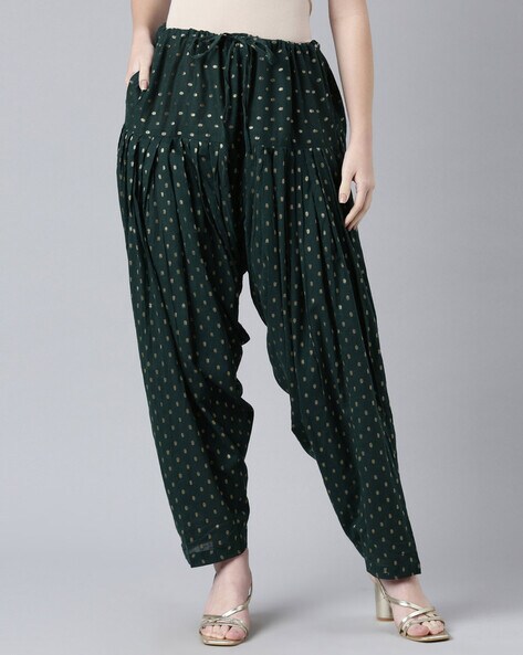 Women Zari Woven Patiala Pants Price in India