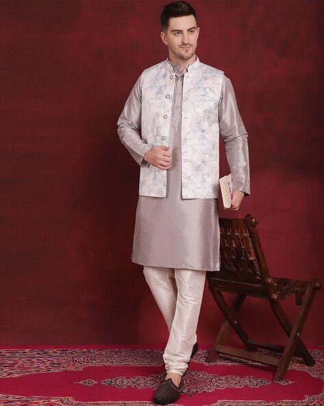 Maroon Colour Imported Fabric Mens Designer Long Kurta Jacket.