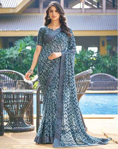 Buy Grey Sarees for Women by SATRANI Online