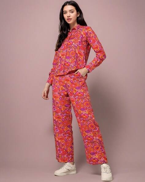 Ketch Women Floral Print Regular Fit Pants & Suit Set