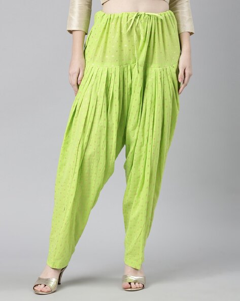 Women Zari Woven Patiala Pants Price in India