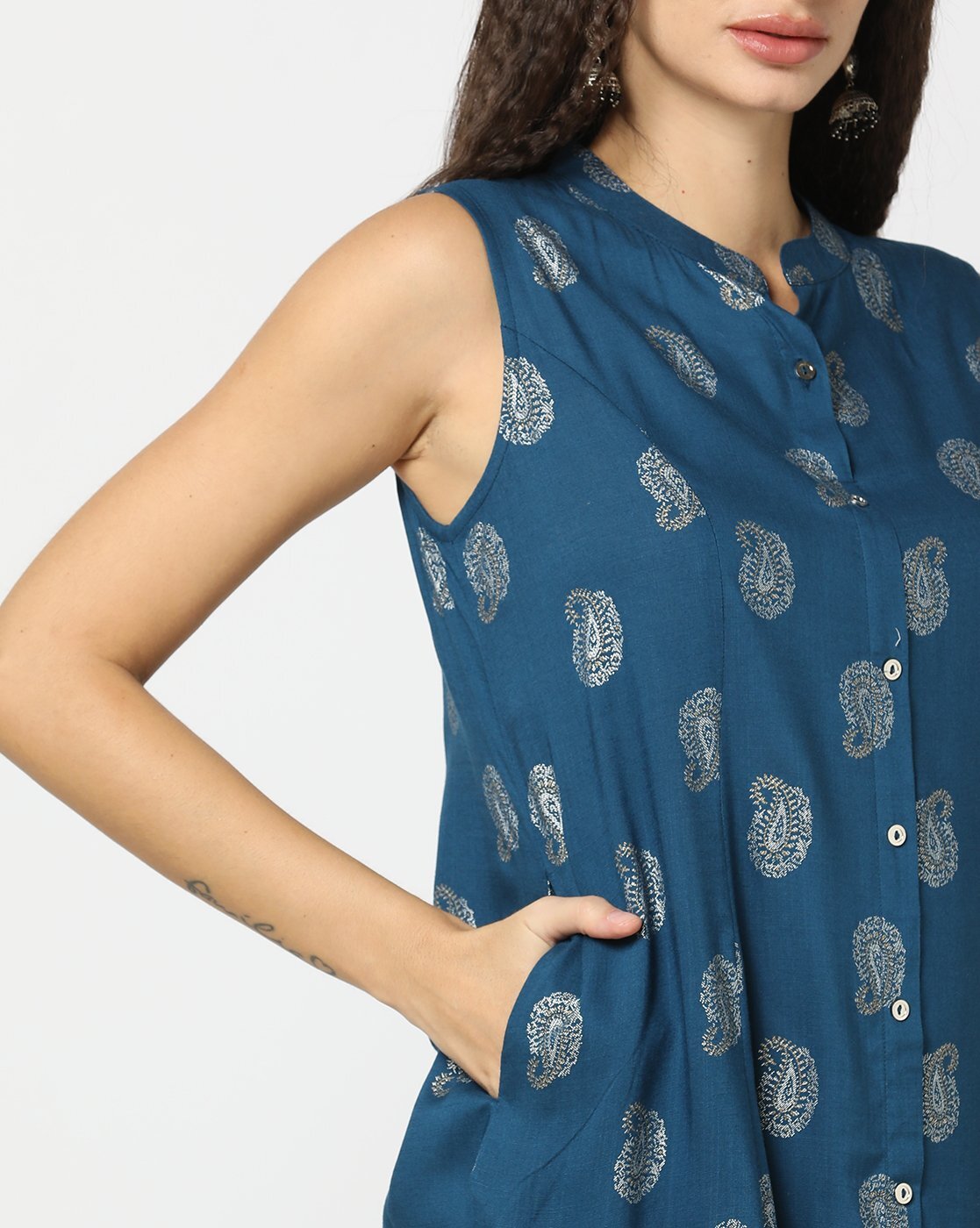 Women Paisley Print Button-Down A-Line Kurta