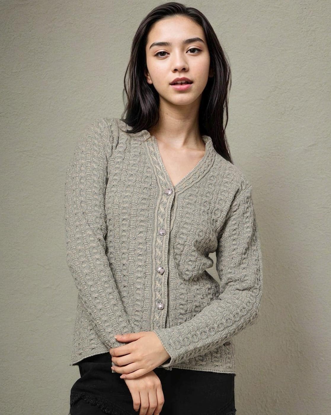 Knitted Button Down Cropped Cardigan