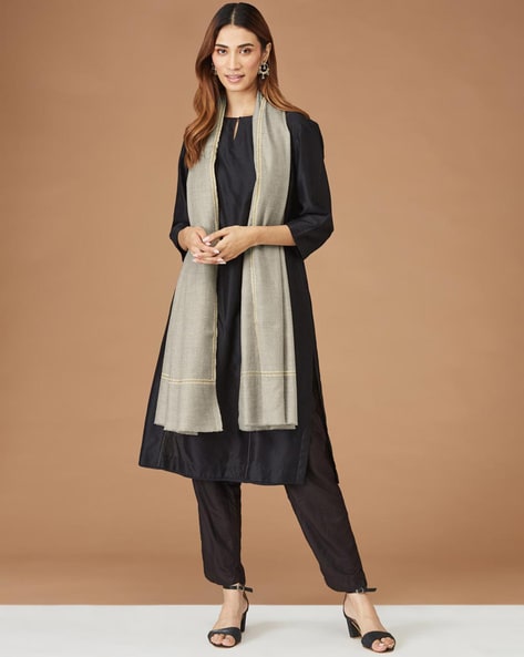 Women Woollen Stole with Embroidery Price in India